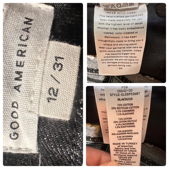 Good American Good Legs Straight Womens 12/31 Black Cashmere High Rise - Picture 6 of 16